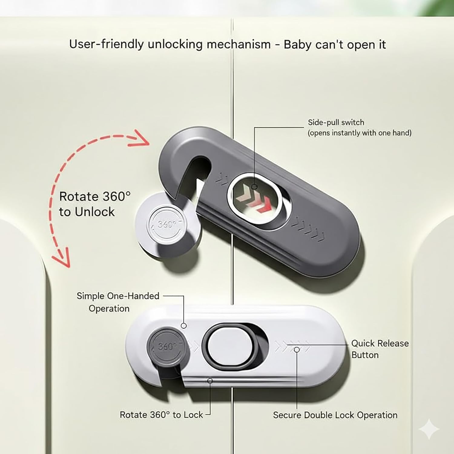 ARQIVO® Cabinet Locks Baby Proofing - Child Safety Cabinet Locks Adhesive Cabinet Locks - Child Safety Locks, Baby Door Lock for Refrigerators Doors, Ovens, Home, Kids, Pets (Mix, Pack of 2)