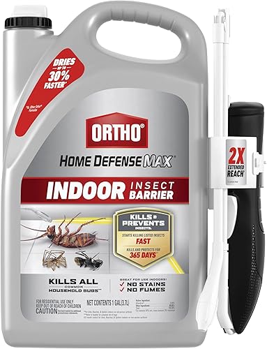 Ortho Home Defense Max - Barrera de insectos para interiores Comienza a matar hormigas cucarachas arañas pulgas y garrapatas rápido 1 gal