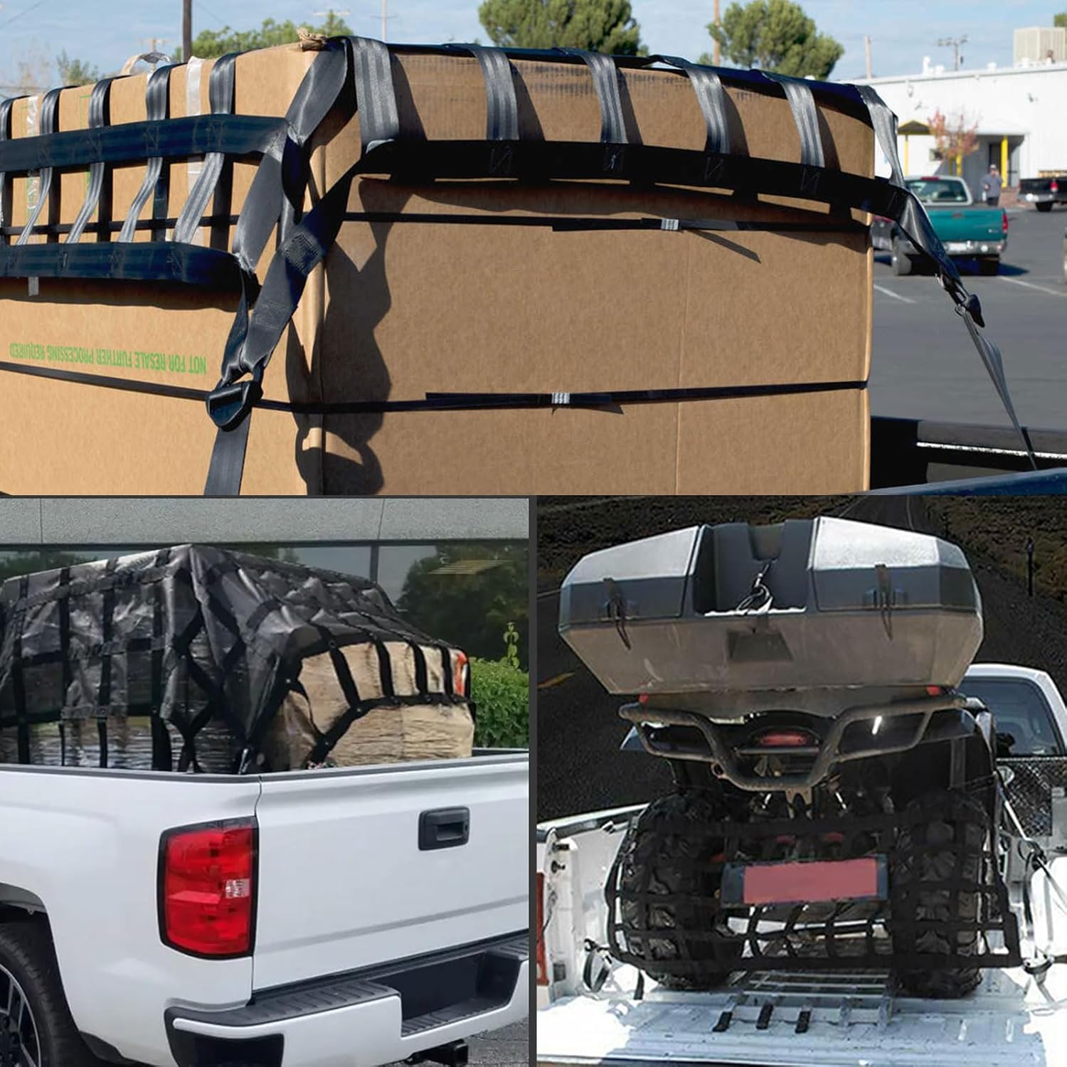 96” x 81“ Heavy Duty Cargo Net with Mesh, Truck Bed Net with J Hooks Accessories, 1500lbs Load Bearing Capacity, Truck Bed Cargo Net Organizer for Pickup Trucks (8' x 6.7') - Image 7