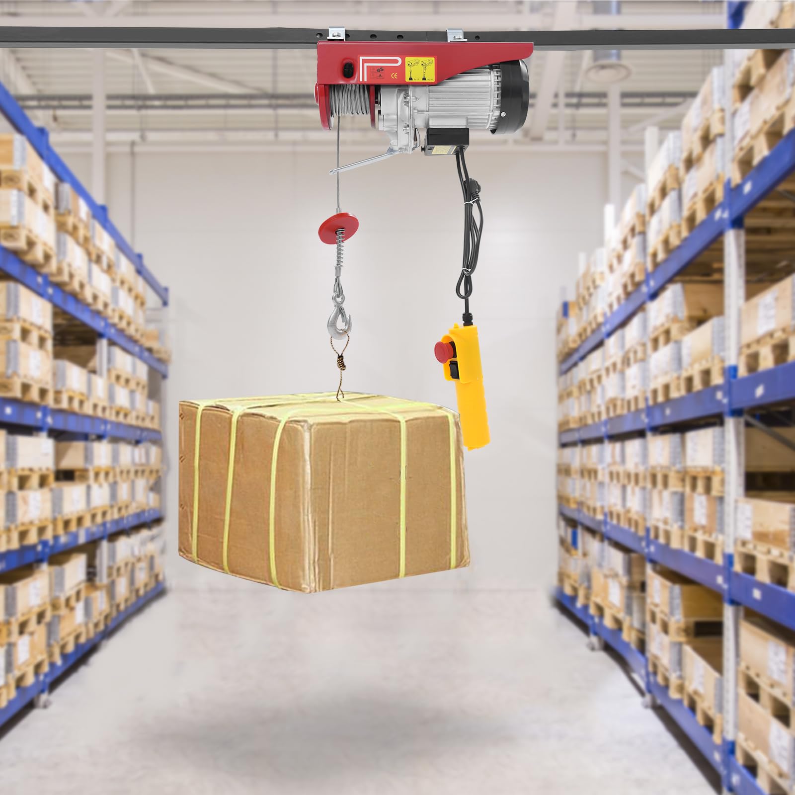 550/1050/1200W Elektrohebezeug, Elektrische Seilwinde Tragfähigkeit 250-600kg Hubhöhe 12/18m, Hubgeschwindigkeit 10m/min Elektrische Hebezug für Garage Lagerhäuser (1200, Watt)