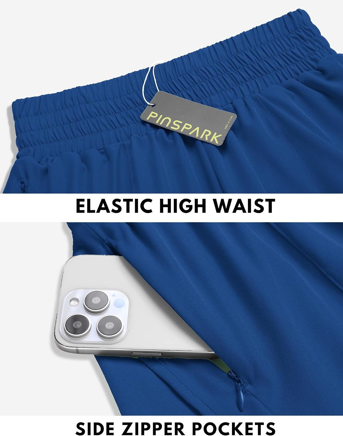 PINSPARK Women 3'' High Waisted Running Shorts Athletic Workout Short image 3