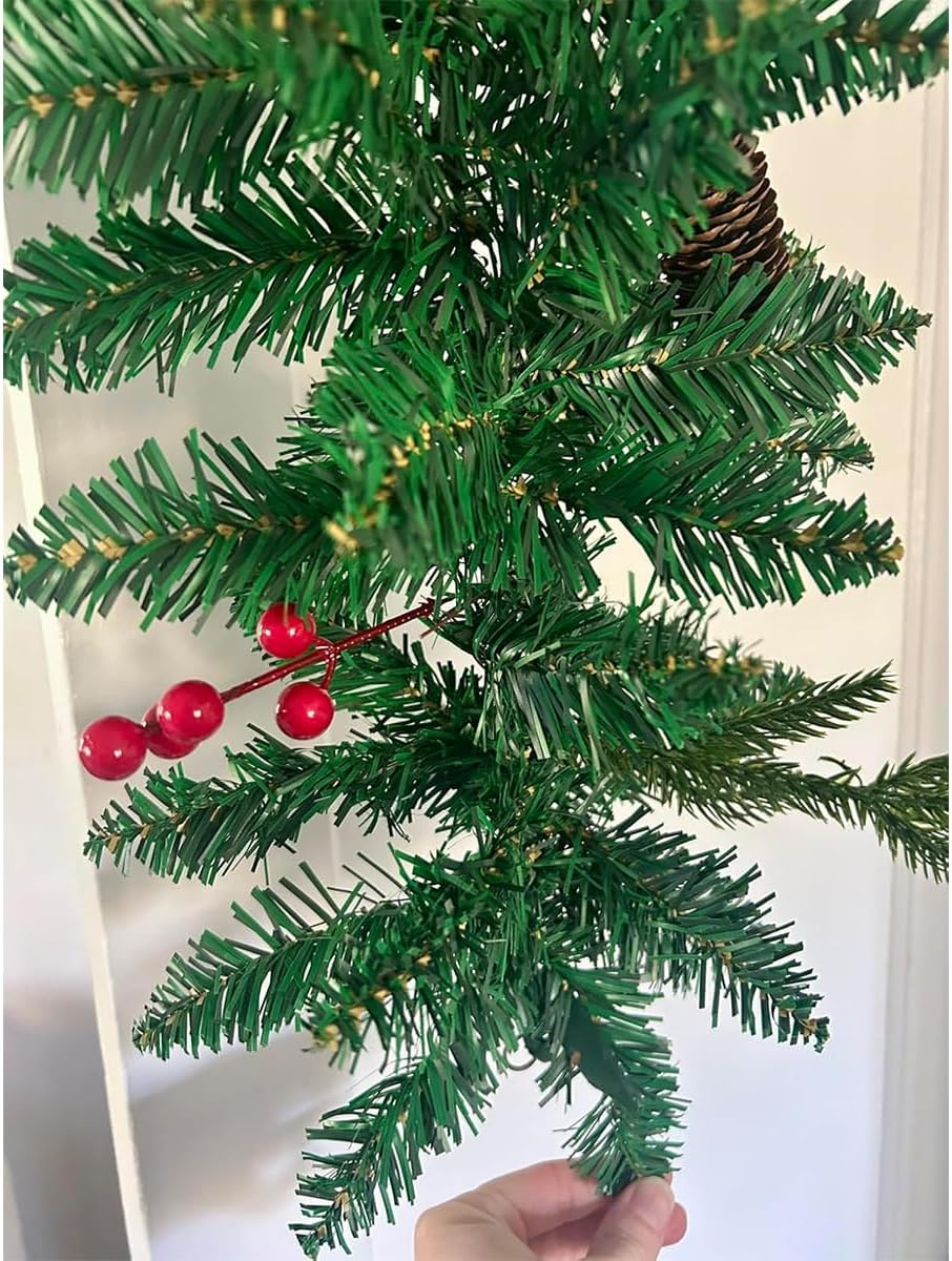 Christmas Garlands, Christmas Decorations, 9FT Pre-Decorated Winter Xmas Garland, Artificial Holiday Decor Faux Greenery for Mantle, Fireplace, Stair, Door, Indoor Outdoor with Pinecones, Red Berries