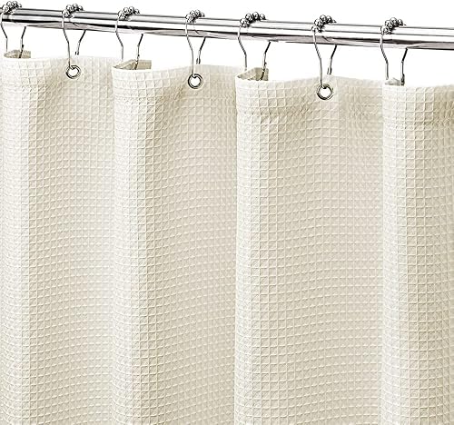 Miniatura 13 de MISS SELECTEX - Cortina de ducha de punto gofre gris - Cortina de baño de lujo para spa u hotel, tela impermeable de 230 GSM resistente, 60 x 72