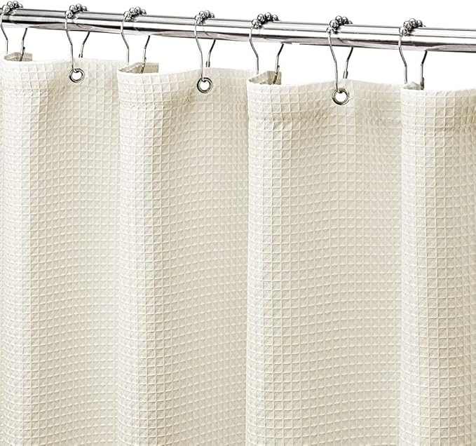 MISS SELECTEX Extra Long Shower Curtain,96 Inch Long Waffle Weave