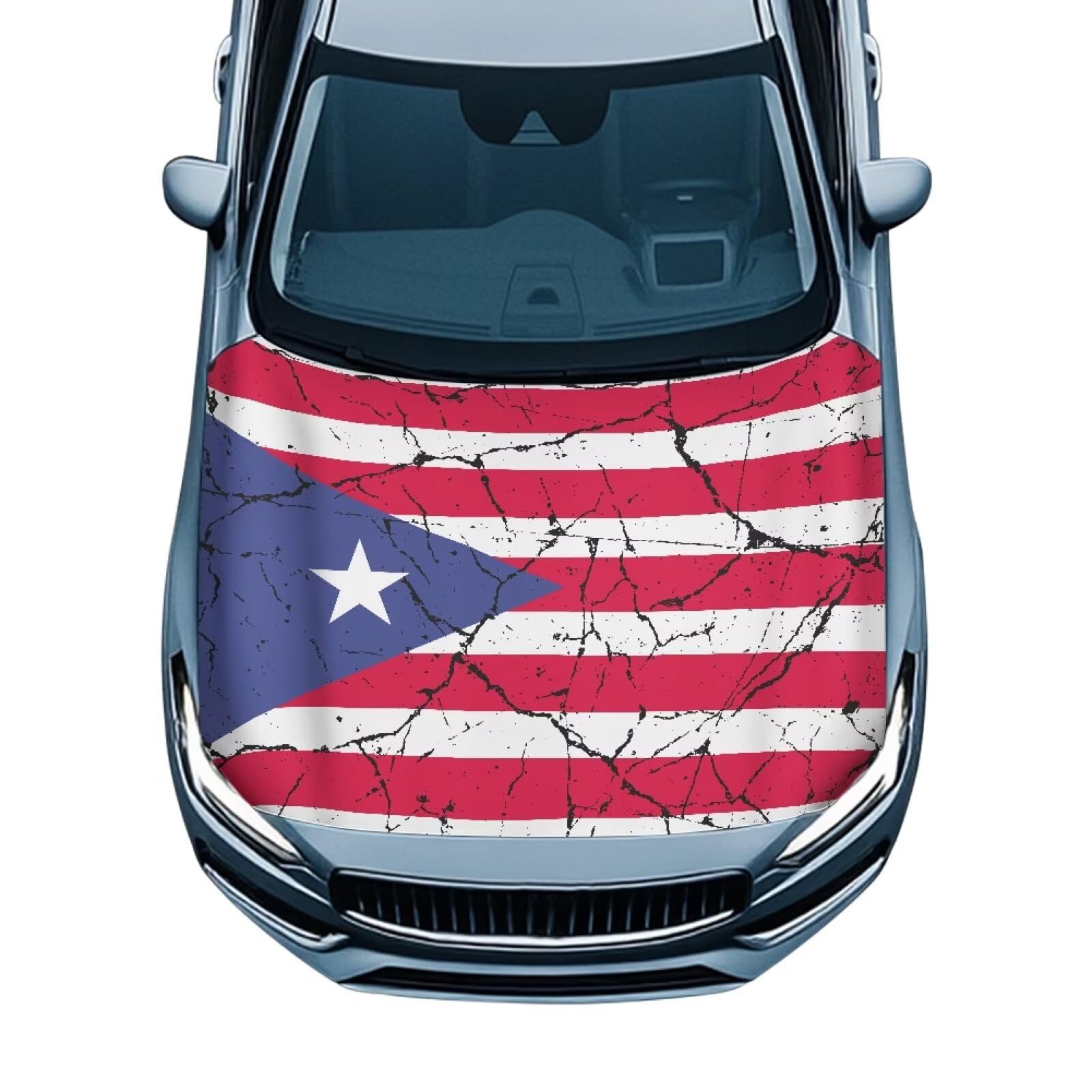 Puerto Rico Car Hood Cover Polyester Elastic Fabrics Can be Washed Suitable for SUV Trucks Universal for Cars