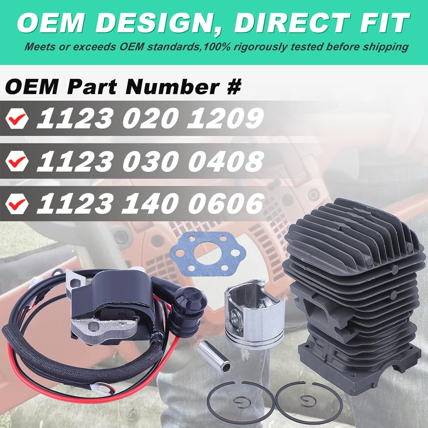 Adefol 42.5MM Cylinder Piston for Stihl MS250 MS230 025 023 Chainsaw Engine Motor Parts with Ignition Coil Pin Muffler Fuel Filter Kit Replaces 11230201209 11230300408