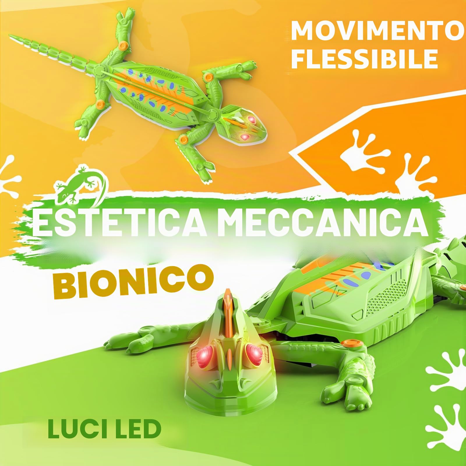 Gerbala Geco Telecomandato, Lucertola Robot Giocattoli, Pareti e Soffitti Scalabili, Lucertola Telecomandata con Occhi LED Luminosi, Movimenti Realistici, Regalo per Bambini Bambine 3+ Anni