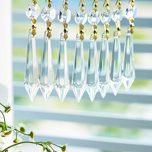 Miniatura 9 de 50 colgantes de prismas de carámbano de cristal de 1.496 pulgadas, candelabros de carámbanos, colgantes de cristales, colgantes, lámpara de gotas,