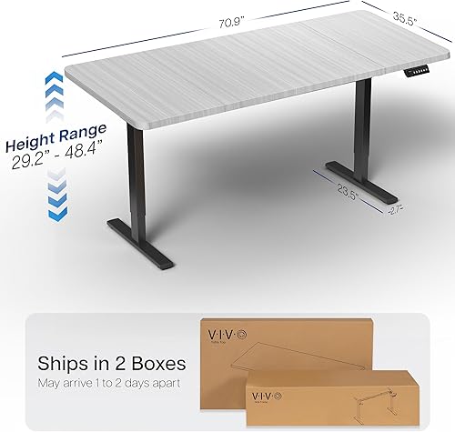 Vista 128 de VIVO DESK-KIT-1W6G - Escritorio eléctrico de pie de 60 x 24 pulgadas, ajuste de altura de memoria, serie 1B, parte superior de nogal oscuro de una