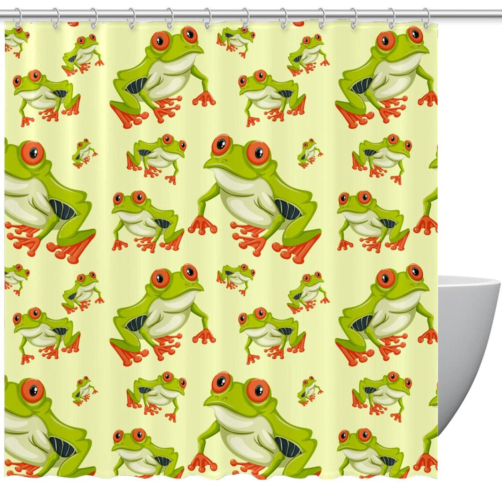 Rideau de douche imperméable et lavable motif grenouille pour salle de bain propre