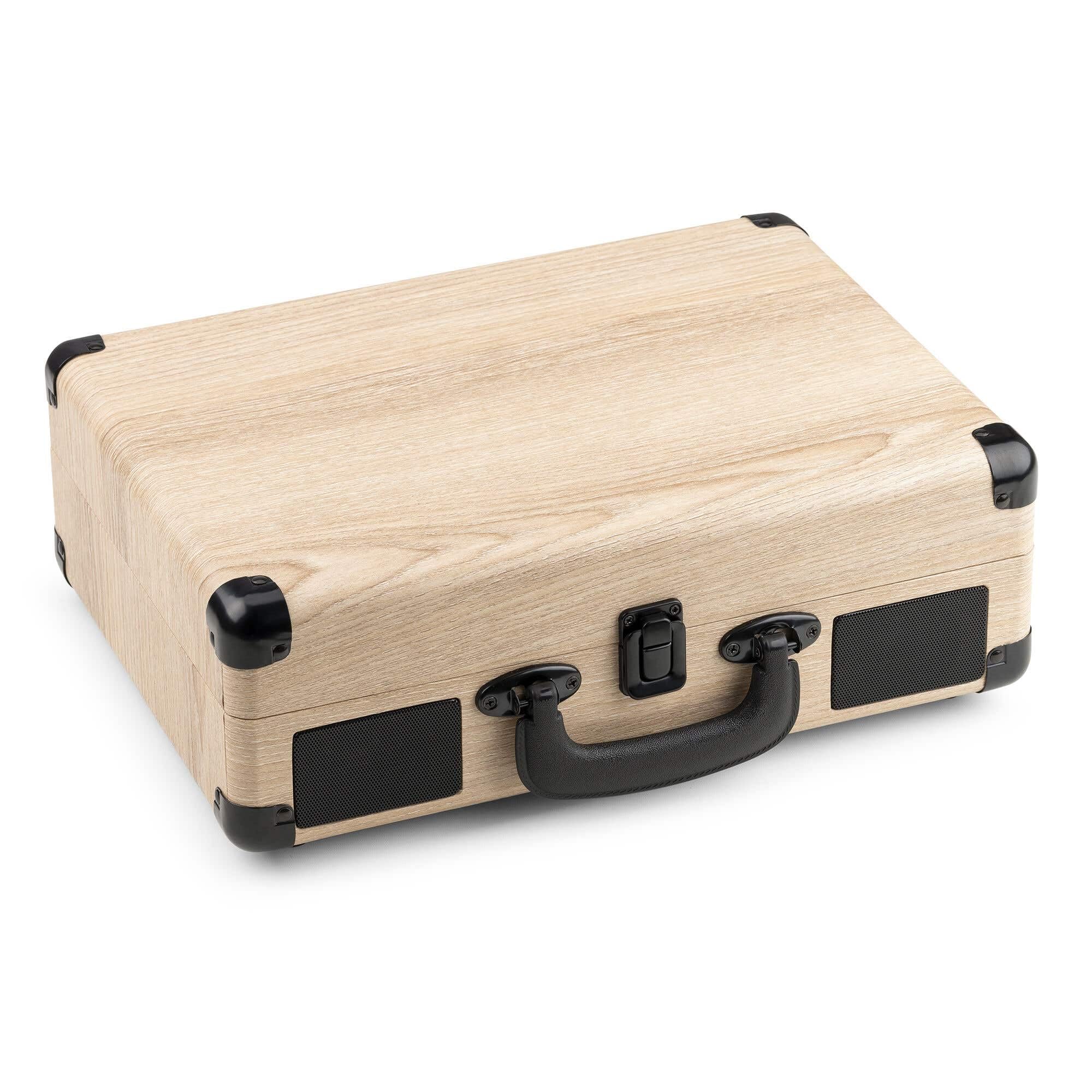 Pack Audizio RP116LW Platine Vinyle Bluetooth in/Out Haut-Parleurs Intégrés 3 Vitesses avec Audizio RC32 Valise Frêne, Design Assorti, Idéal pour Coin Musique, Déco Rétro ou Collection