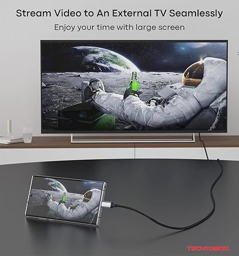 Miniatura 3 de TECHTOBOX Cable USB C a HDMI de 10 pies 4K a 60Hz, interfaz chapado en oro Cable trenzado tipo C a HDMI para oficina en casa, Thunderbolt 43
