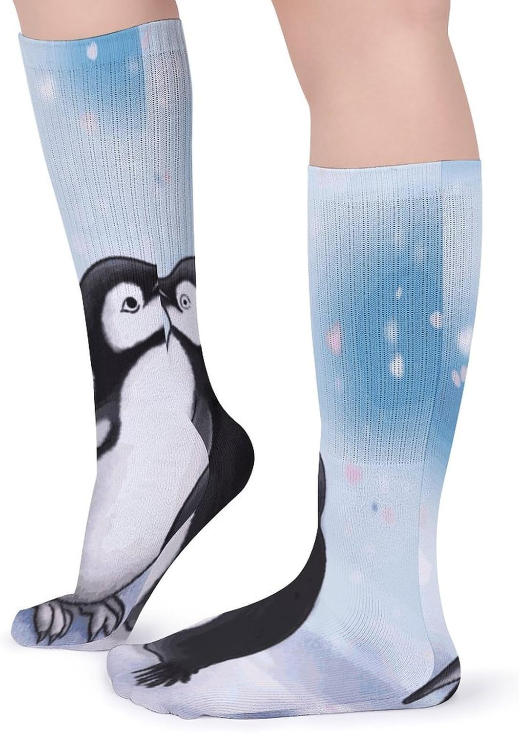 I Love Penguins Knee High Socks Cozy Knee High Socks Soft Mid-Length Sock for All Seasons Daily Wear Adult