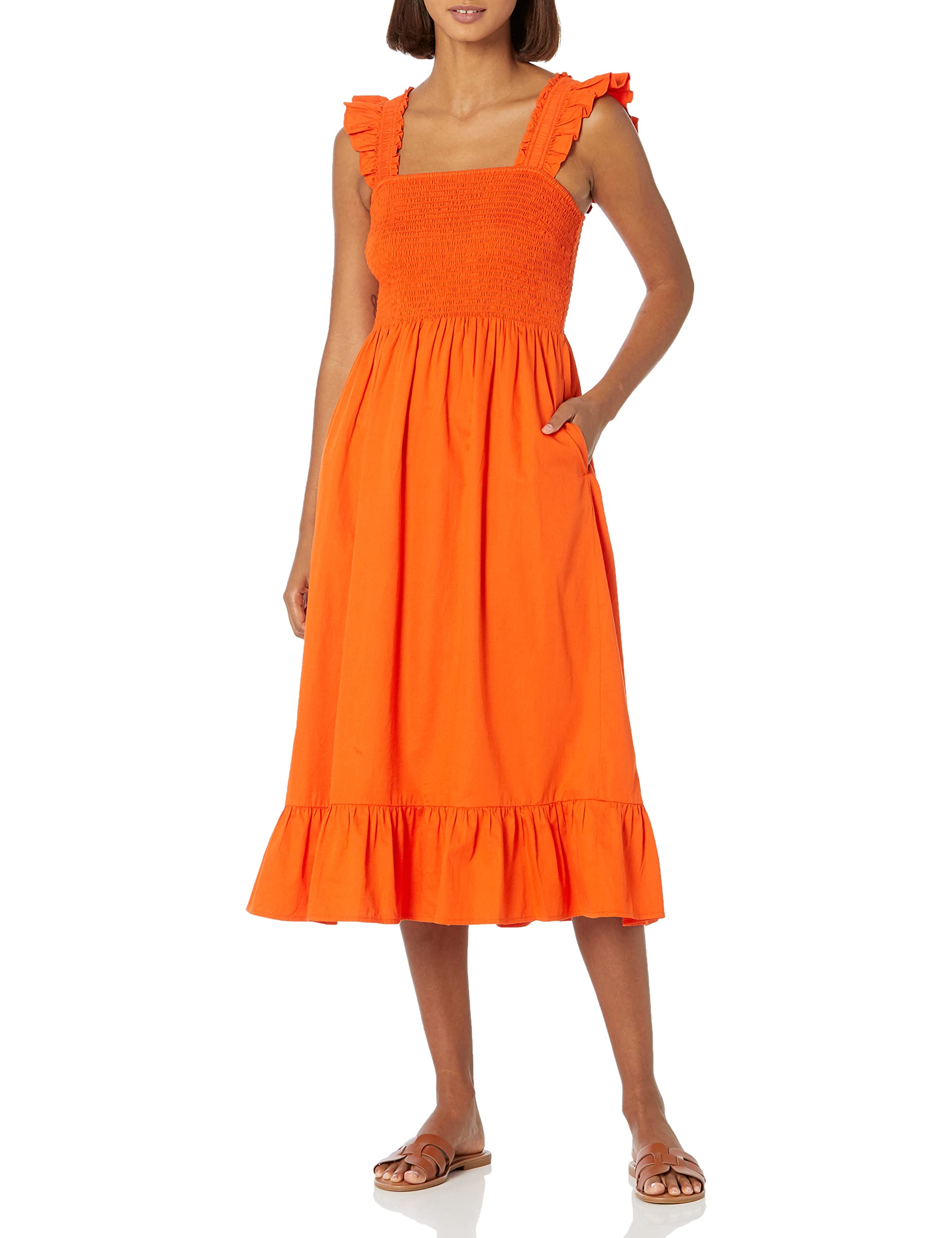 Vestido Midi Color Visu00f3n Abotonado Y Fruncido De Punto De New Look