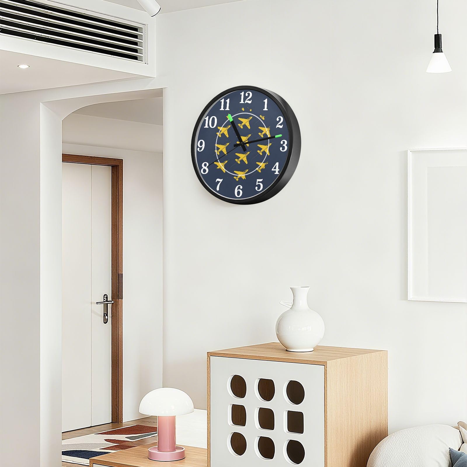 Yuiboo Vintage żółty samolot aktywowany dźwiękiem zegar