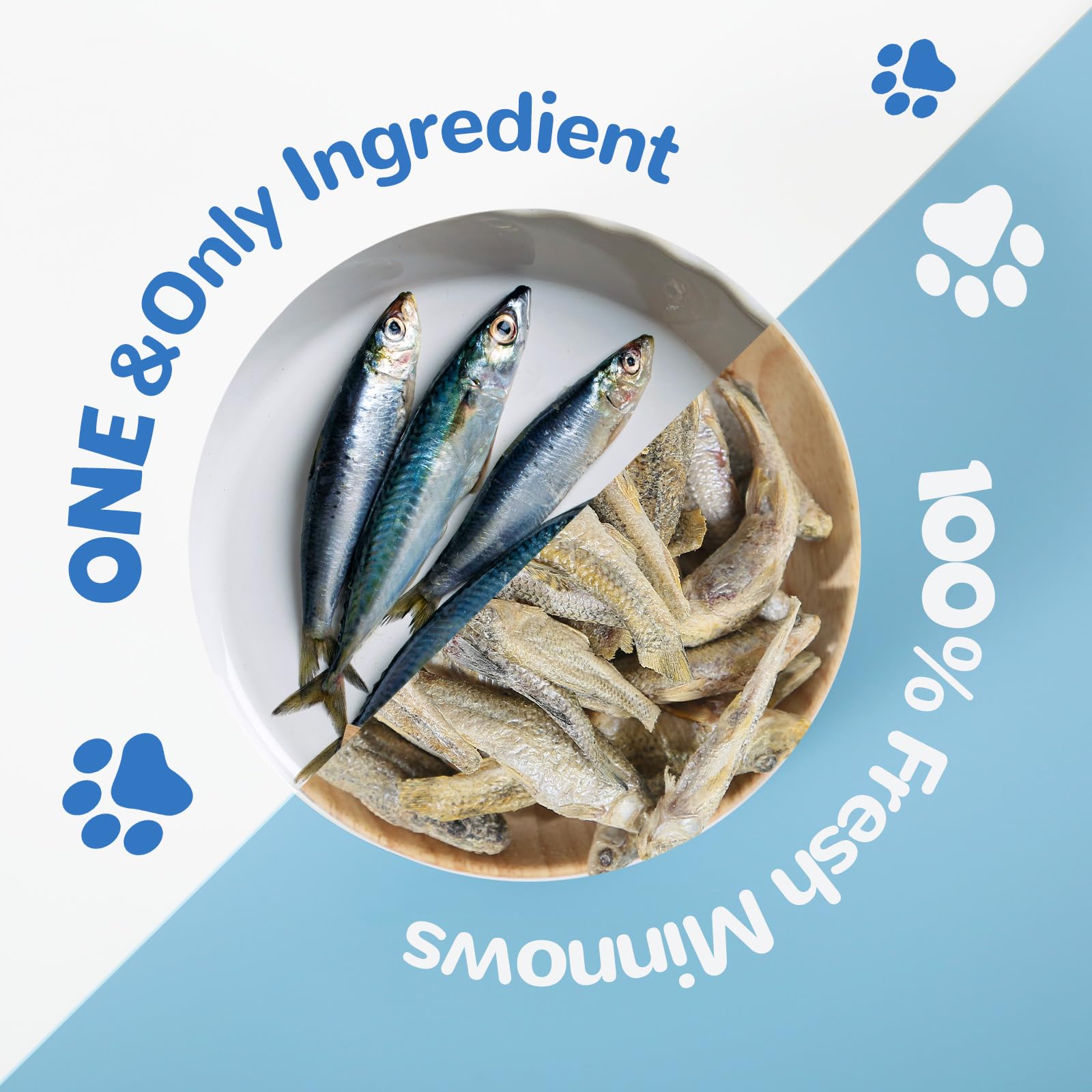 PAWUP Freeze Dried Minnows Cat Treats – 100% Natural, Single-Ingredient Pet Snacks – Rich in Omega-3, Grain-Free – Healthy Training Rewards & Meal Toppers for Dogs & Cats, 2.8 oz