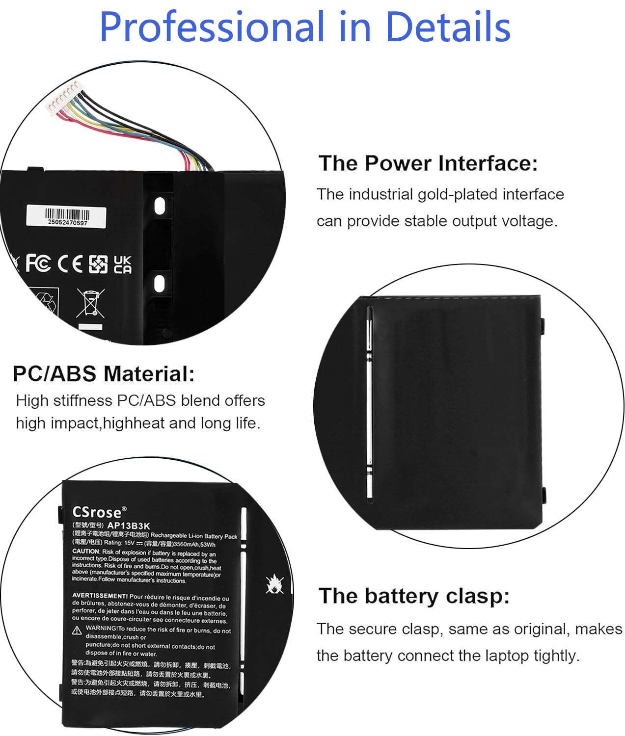 Batteria Per Laptop Acer 15V 53Wh 3560mAh – AP13B3K AP13B8K – Compatibile Con Aspire V5, V7, R7, M5