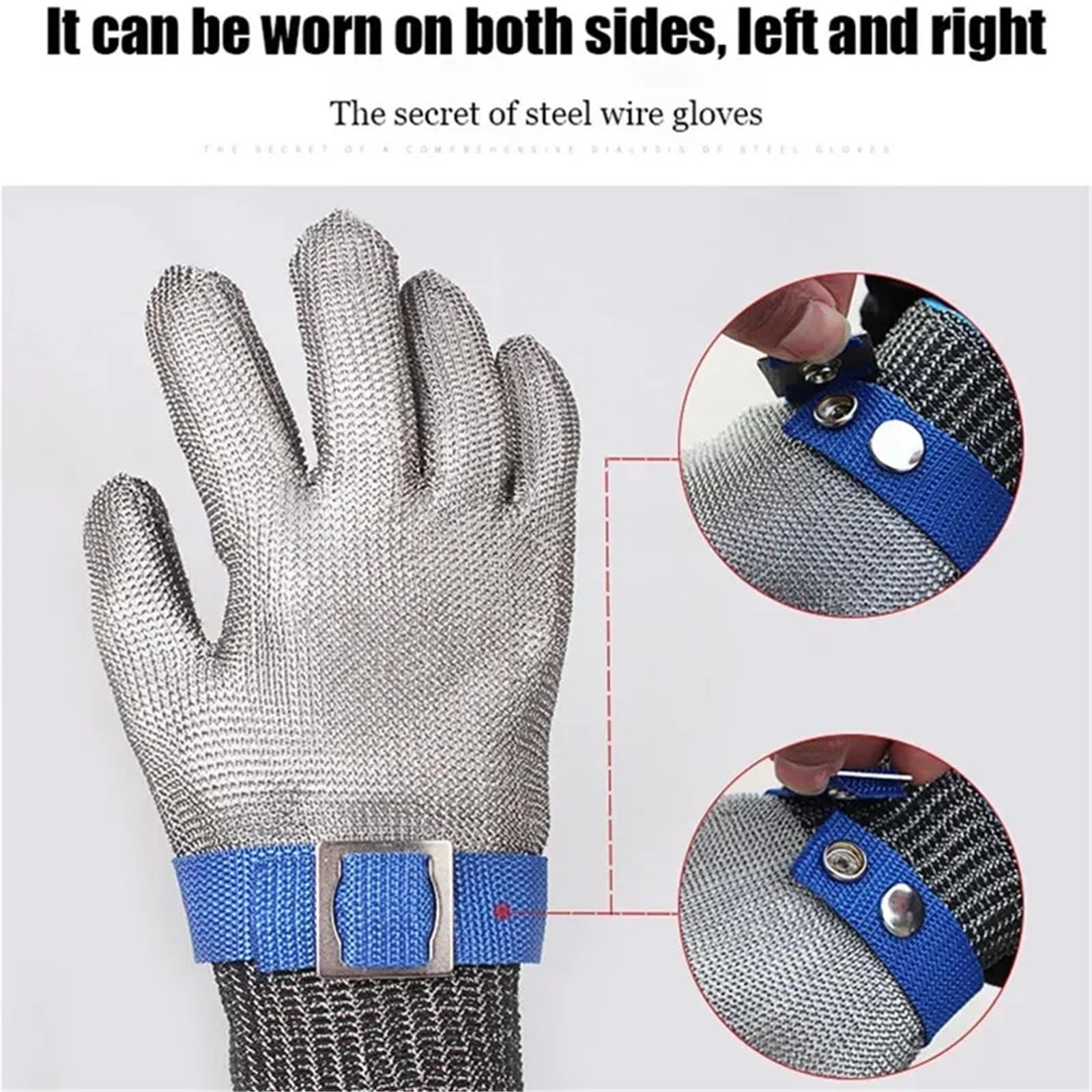 Guantes de acero inoxidable resistentes a cortes (1 unidad), nivel 5, HPPE, seguridad laboral, malla metálica, guantes cocina anticorte for carniceros Resistente a pinchazos(2XL-26cm)