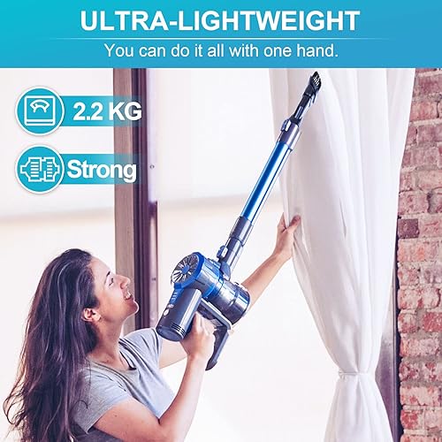 Miniatura 2 de EIOEIR Aspiradora inalámbrica con filtración de alta eficiencia aspiradora ligera versátil para suelos de madera dura hasta 45 minutos de tiempo de