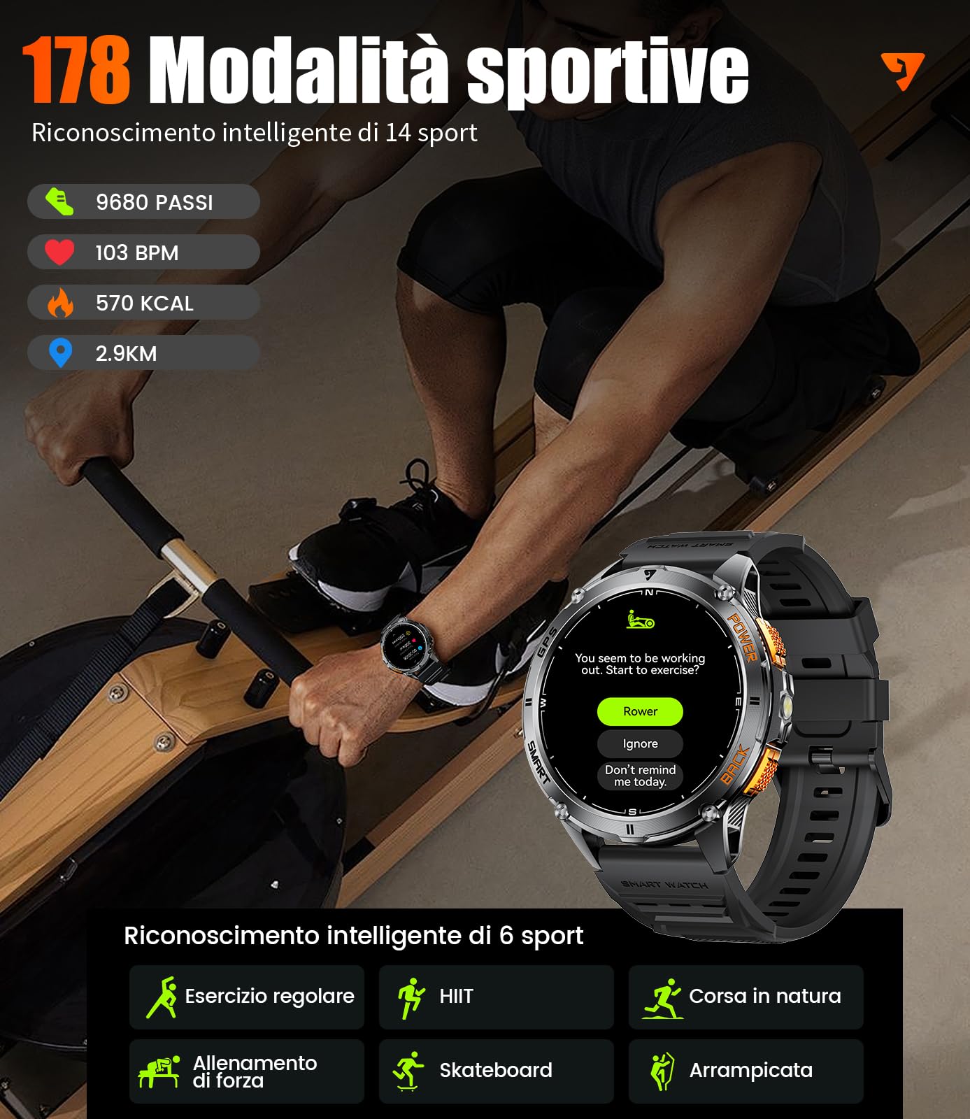 LIGE Smartwatch Uomo con GPS, Monitoraggio Salute, 1.43" AMOLED smartwatch militare con 530mAh Batteria/ 110+ Modalità Sport/LED Torcia/Bussola/Altimetro Orologio Intelligente per Escursionismo
