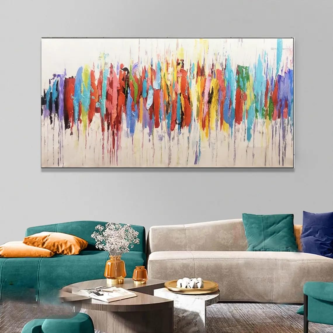 GOSRD Abstract Canvas Prints Oil Painting On Canvas Colorful Pictures Bedroom Nature Office Home Decoration Art(55X110cm)
