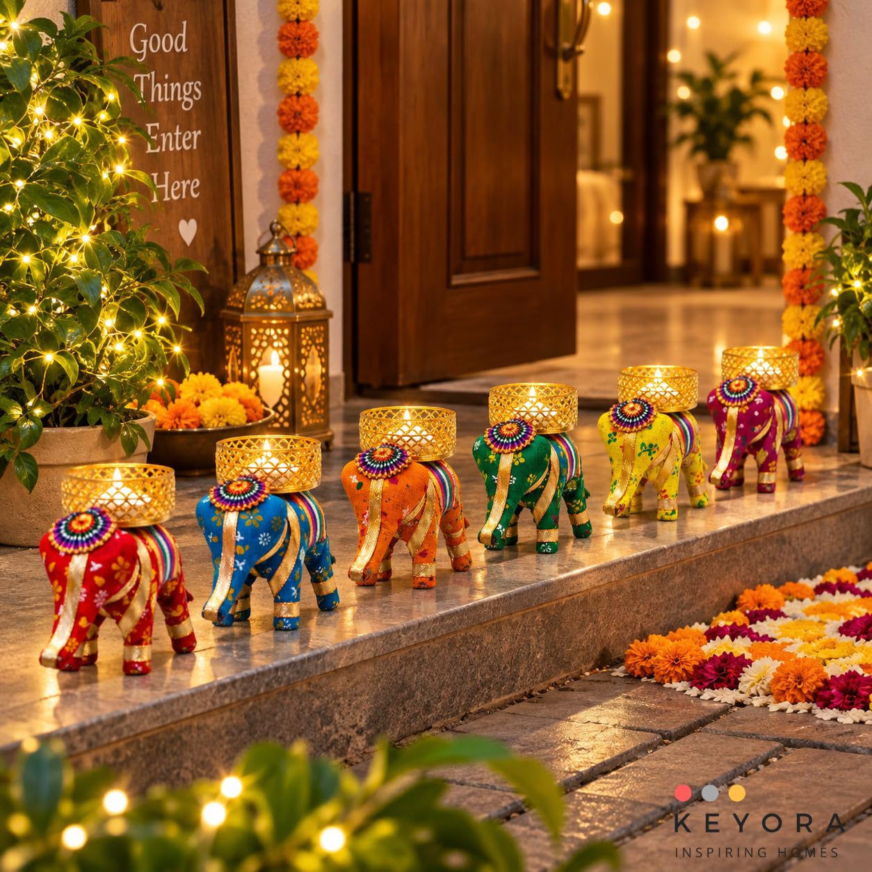 Elephant Tealight Holders - Diwali Decor & Gifts -4