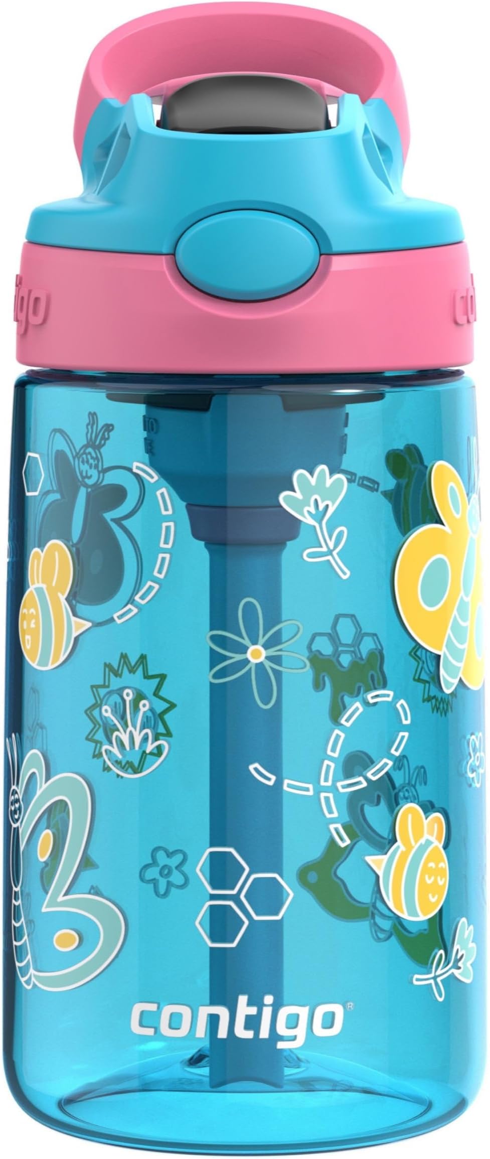 Kid's 14 oz. AutoSpout Straw Water Bottle - Blue Raspberry/Azalea
