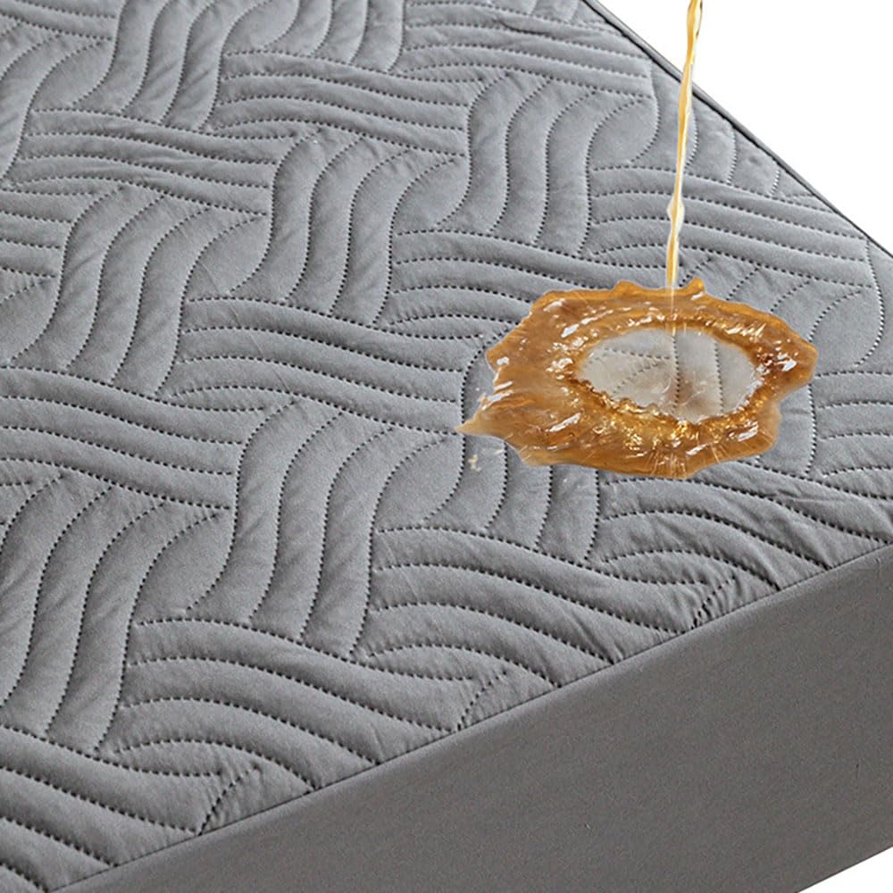 Protector De Cama De Fácil Cuidado, Color Sólido, Textura Ondulada, Protector De Colchón Antiácaros, hasta 25cm De Profundidad.-Blue||200x200cm
