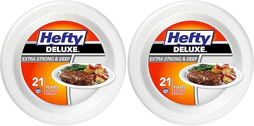 Miniatura 10 de Hefty Platos de espuma extra fuertes y profundos, redondos, blancos, 10.25 pulgadas, 15 unidades