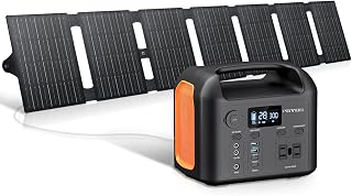 PGYOB Portable Power Station with 55W Solar Panel, 299Wh LiFePO4 Backup Battery 300W Pure Sine Wave AC (600W Peak) Car Outlets PD 60W QC3.0 Solar Generator Power Bank for Camping, Emergency, CPAP