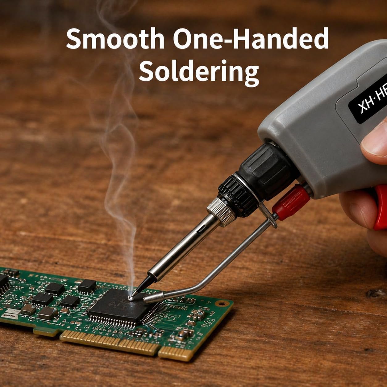 Trigger-Feed Soldering Gun Kit, 120W 110V, 6-Level 392–842°F Adjustable Temperature Soldering Iron for DIY Electronics and PCB Repair One-Hand Tin-Feeding (including gloves and goggles)