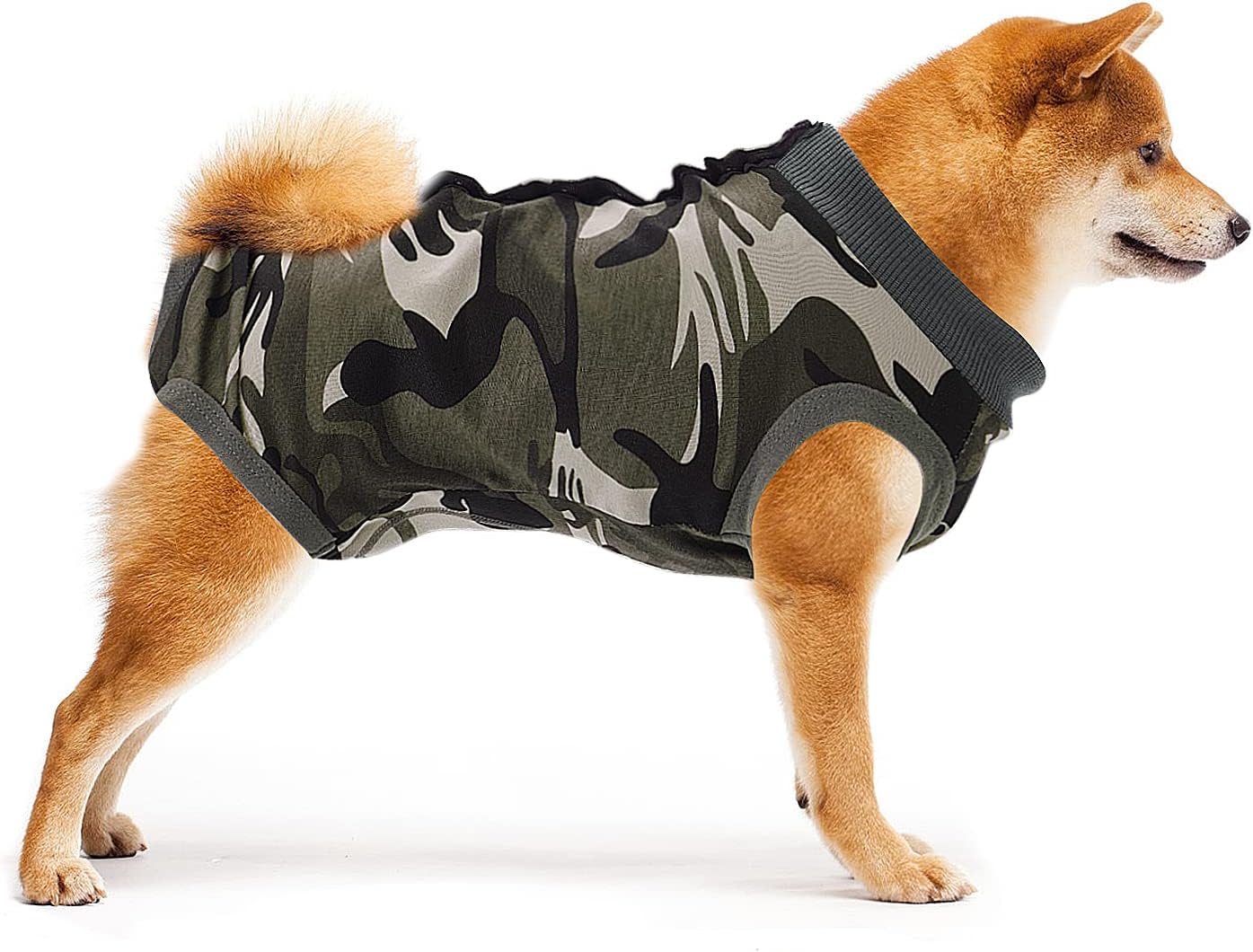 Cobee Dog Recovery Suit, Puppy Wounds After Surgery for Male/Female Dog, Dog Abdominal Wound Protector Pet Surgical Snugly Suit After Surgery for Small Medium Dogs (L Size, Camo)