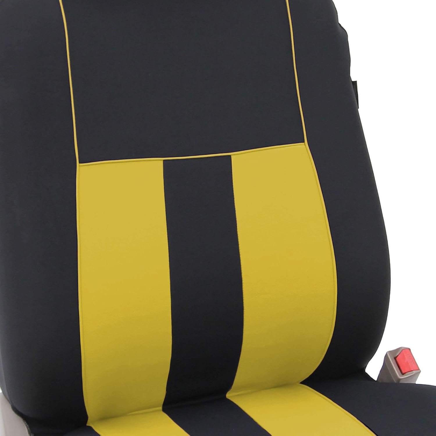 FH Group Striking Striped Car Seat Covers Full Set, Yellow/Black, Airbag and Split Ready with Gift - Universal Fit for Trucks, SUVs, and Vans