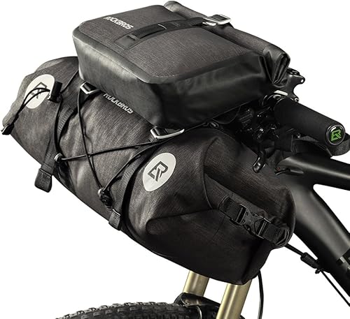 ROCKBROS Bolsas de manillar impermeables 12L-20L Bikepacking Bolsas delanteras 2 paquetes secos para bicicletas de carretera MTB, accesorios de