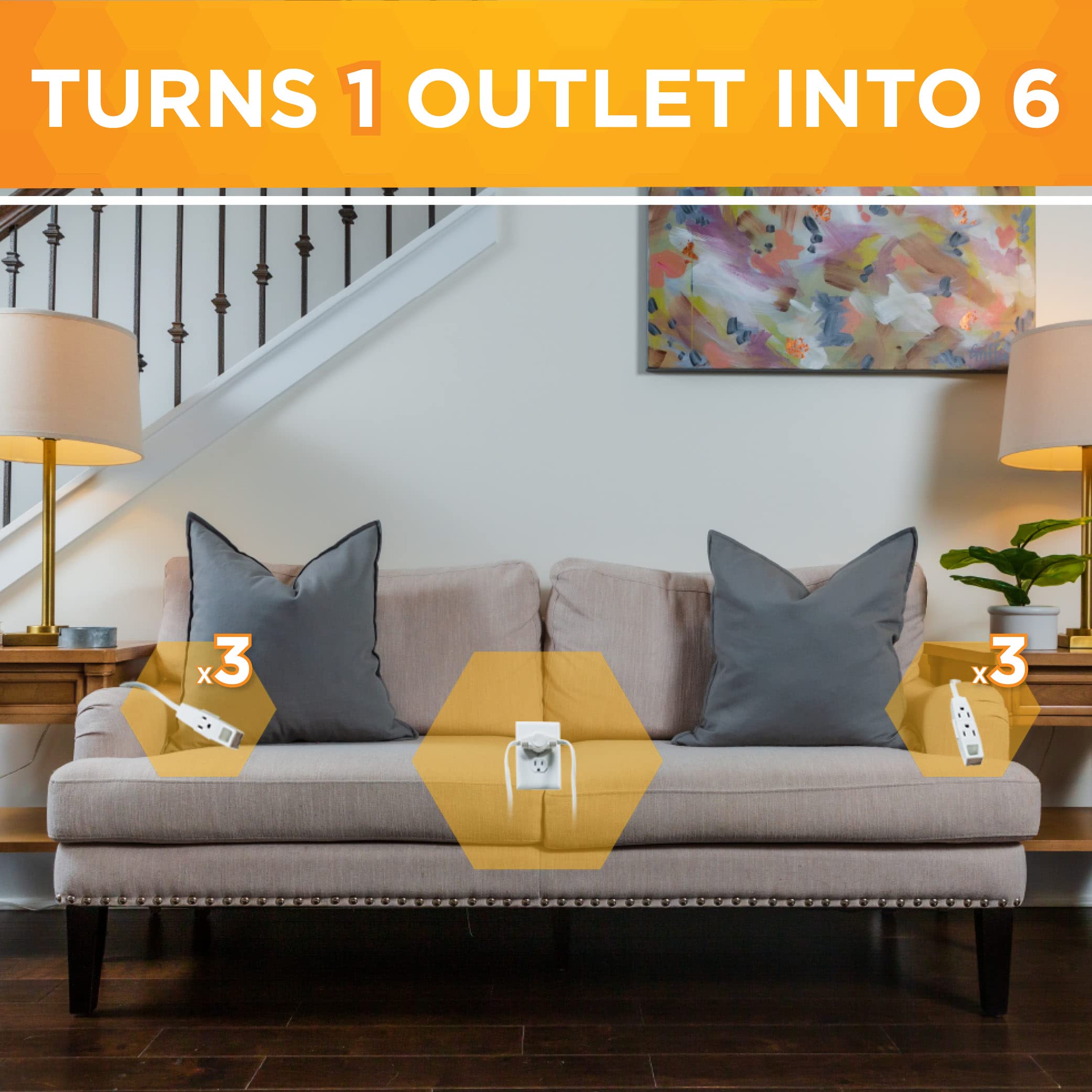 Woods Sofa Cord - 6 Outlets, 12 Feet -9