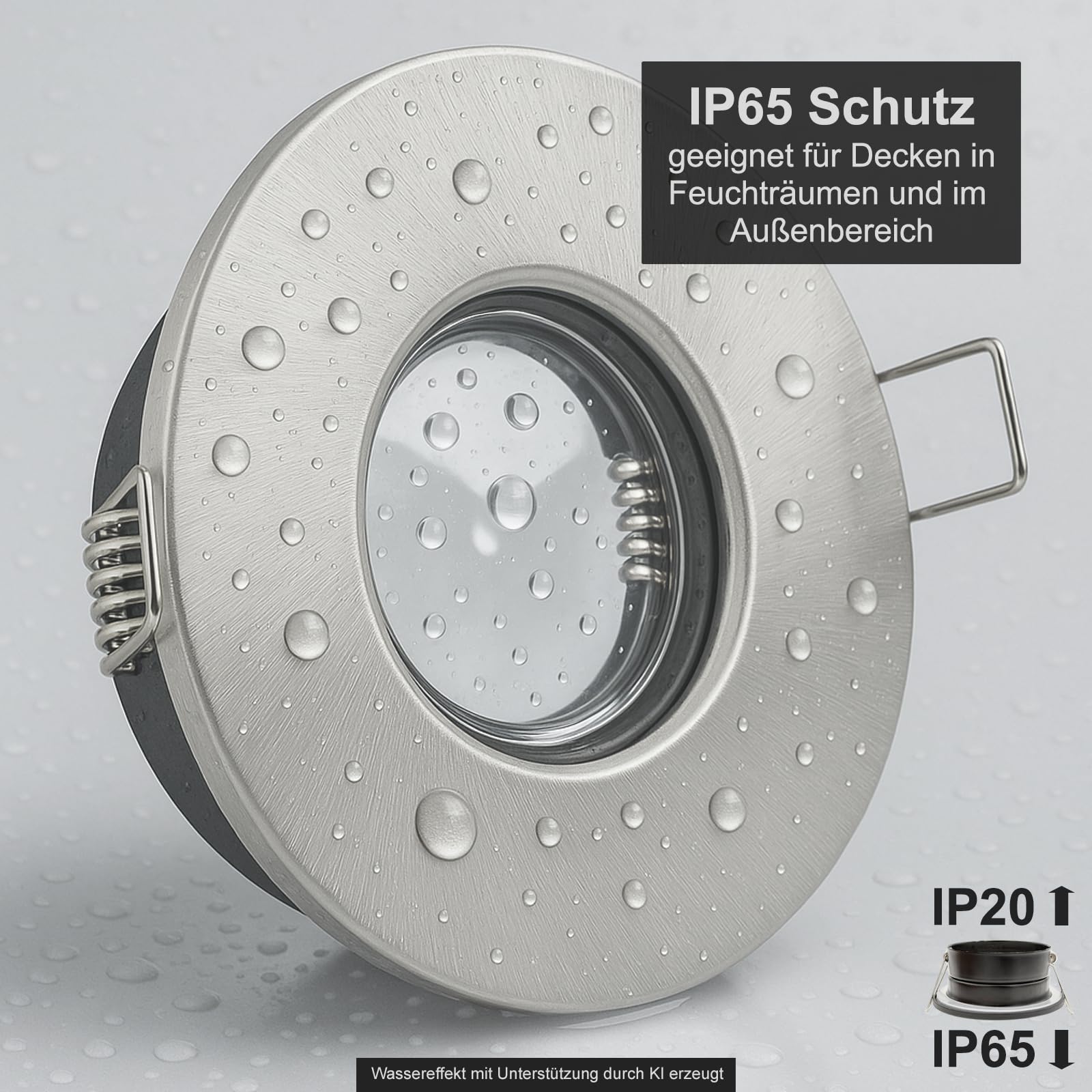 trendlights24 V2 Decken Einbaustrahler rund flach IP65 230V 5W 5er Set | Decken Einbauleuchten, Edelstahl Optik gebürstet, ultra flach, 35 mm, LED Spots, Neutralweiß, 4000k, austauschbar Bad, außen