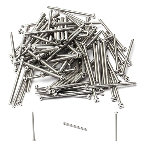 Miniatura 46 de MroMax 30 tornillos de máquina Phillips de cabeza plana M2 x 0.197 in, acero inoxidable 304 18-8, rosca completa, tornillos de cabeza cruzada gris