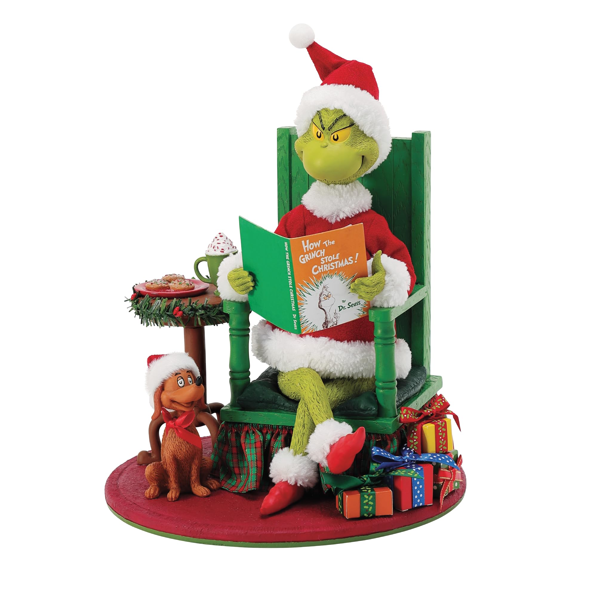 Possible Dreams Dr. Seuss The Grinch and Max Bedtime Story Figurine, 10 Inch, Multicolor