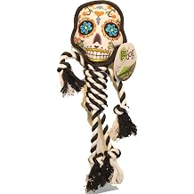 goDog Sugar Skulls Day of The Dead Rope Dog Toy, Chew Guard Technology - White, Large