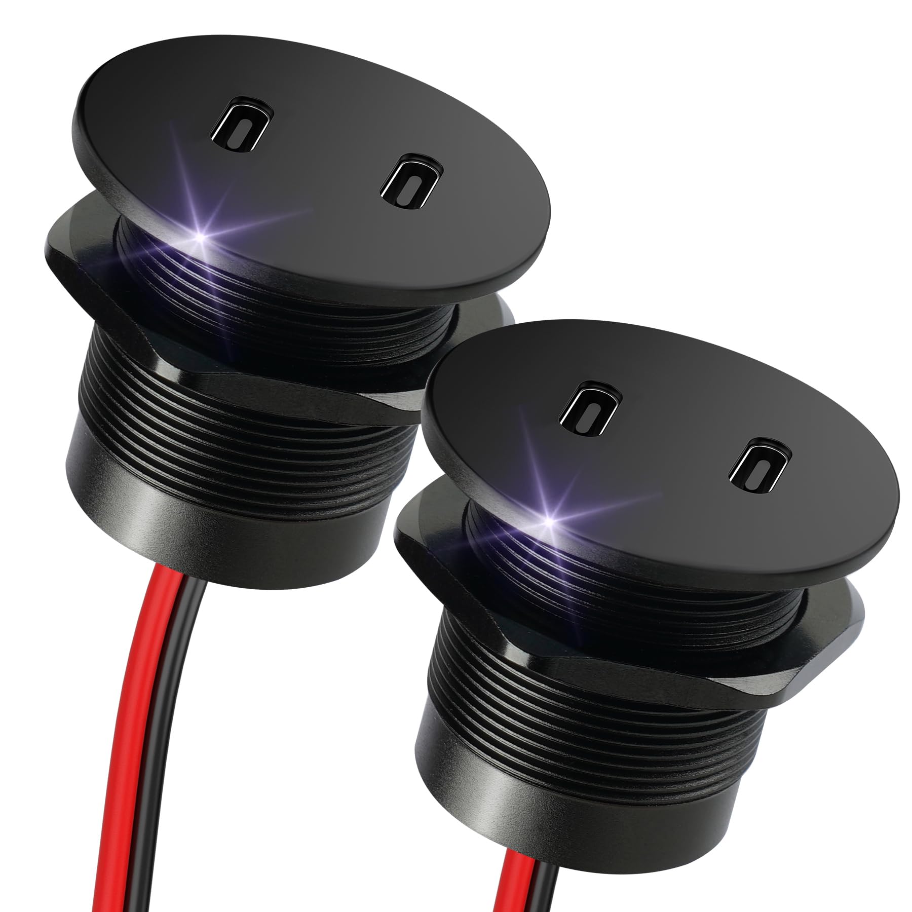 USB C Steckdose 12V Wohnmobil Vollaluminium, Einbau Duales PD 3.0 20W Typ C Ladegerät, KFZ Zigarettenanzünder Adapter für Boot Wohnwagen Camper Auto LKW (2 Pack)