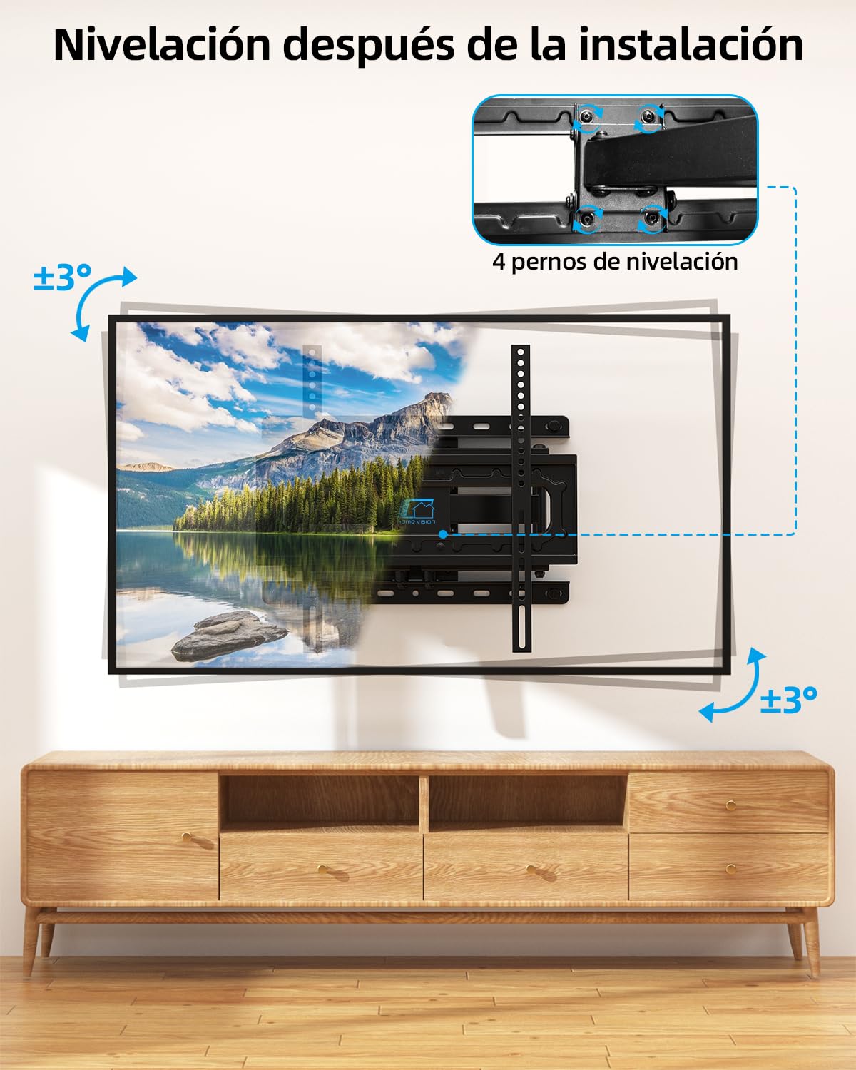 Home Vision TV Soporte De Pared Giratorio para 26-65 Pulgadas, Sujecion TV Pared Giratorio Inclinable Universal para Plana Y Curva Y Monitores, MAX VESA 400x400mm, hasta 60KG