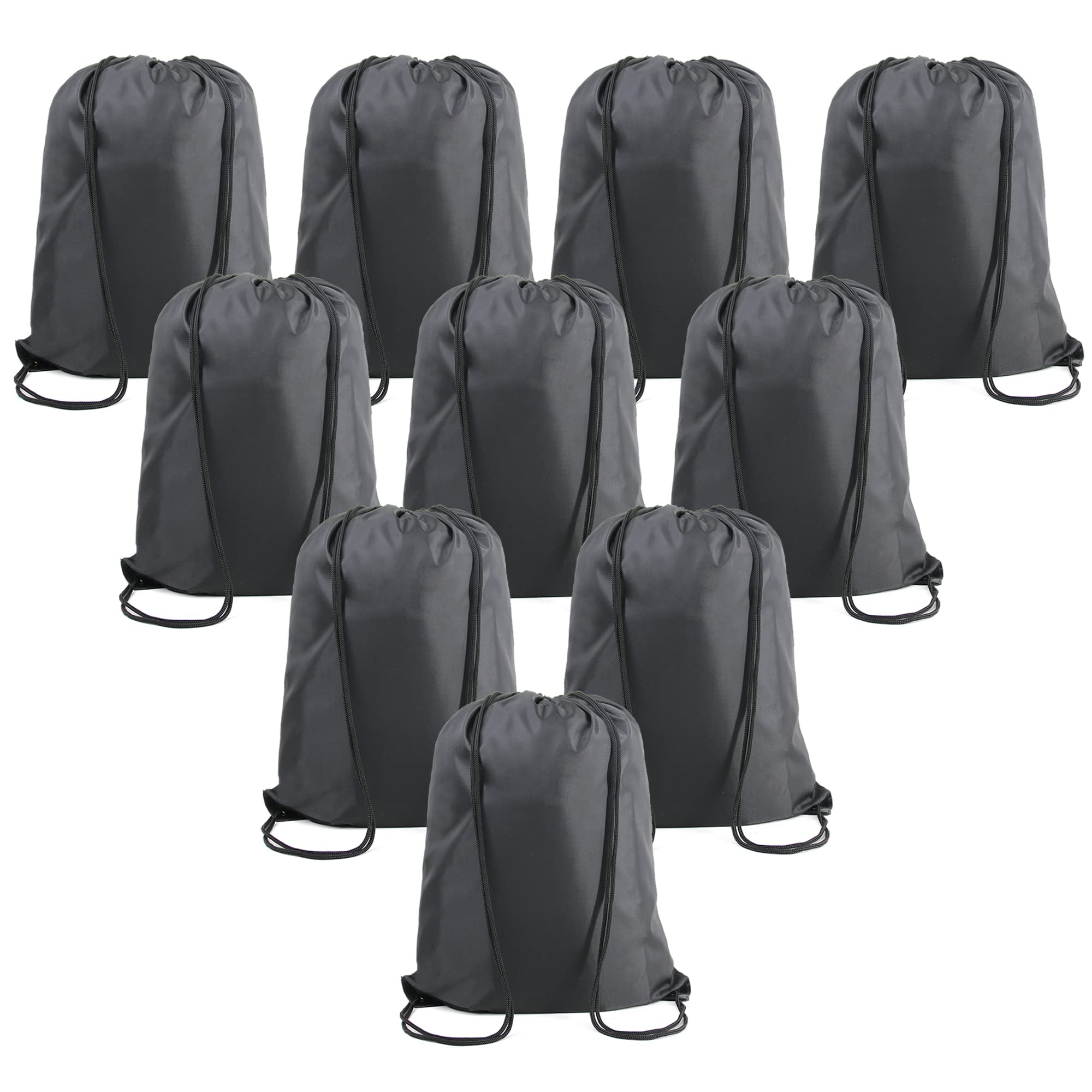 BeeGreen Black Drawstring Backpack Bags Bulk 10 Pack Cinch Sackpack X-Large 22.4" L x 17.5" W Sports Gym String Bags Machine Washable Heavy Duty for