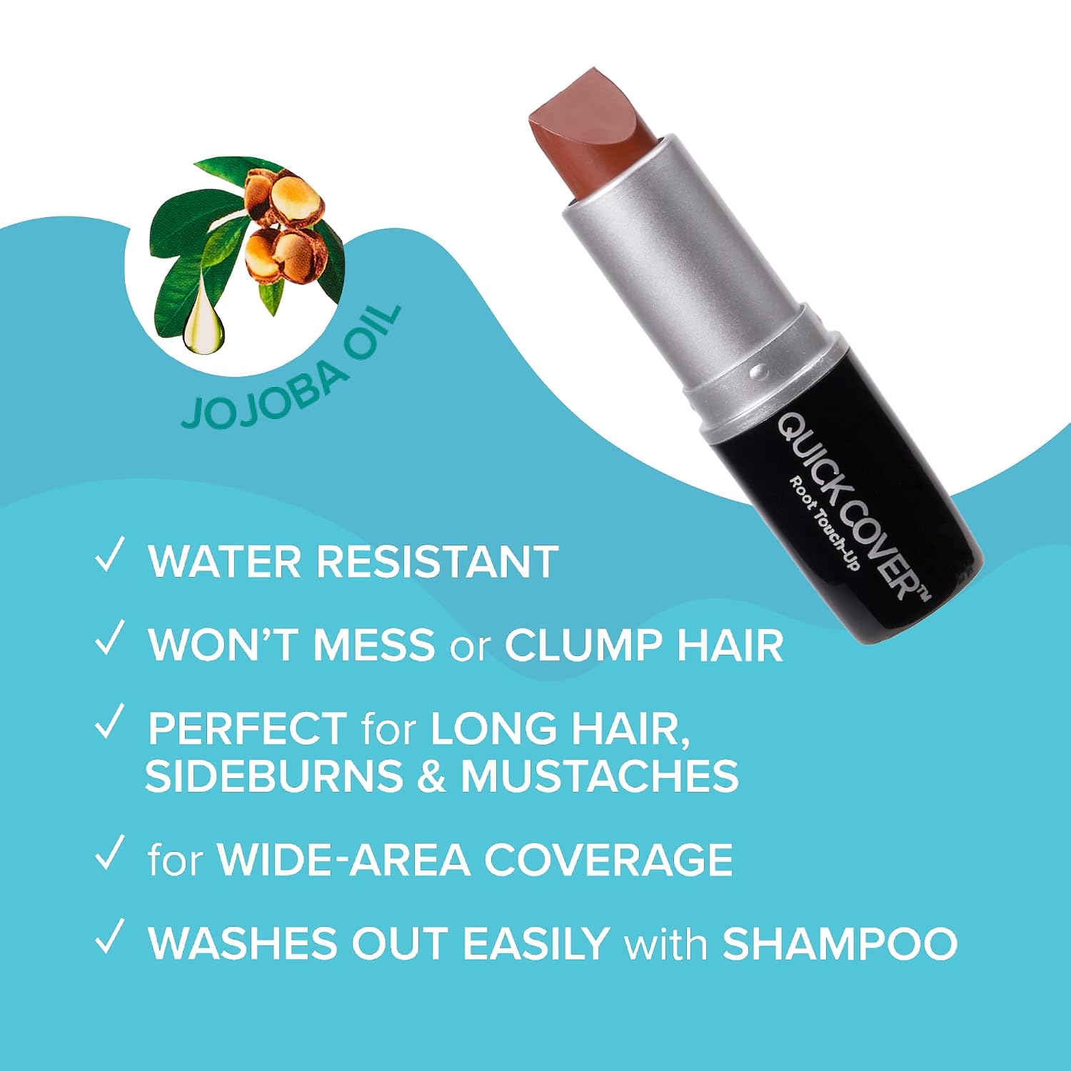 RED by Kiss Quick Cover Root Touch Up Stick, Water-Resistant Temporary Gray Hair Concealer with Brush for Roots and Beard, Long-Lasting Coverage, Easy Application (2 Pack, Mahogany)