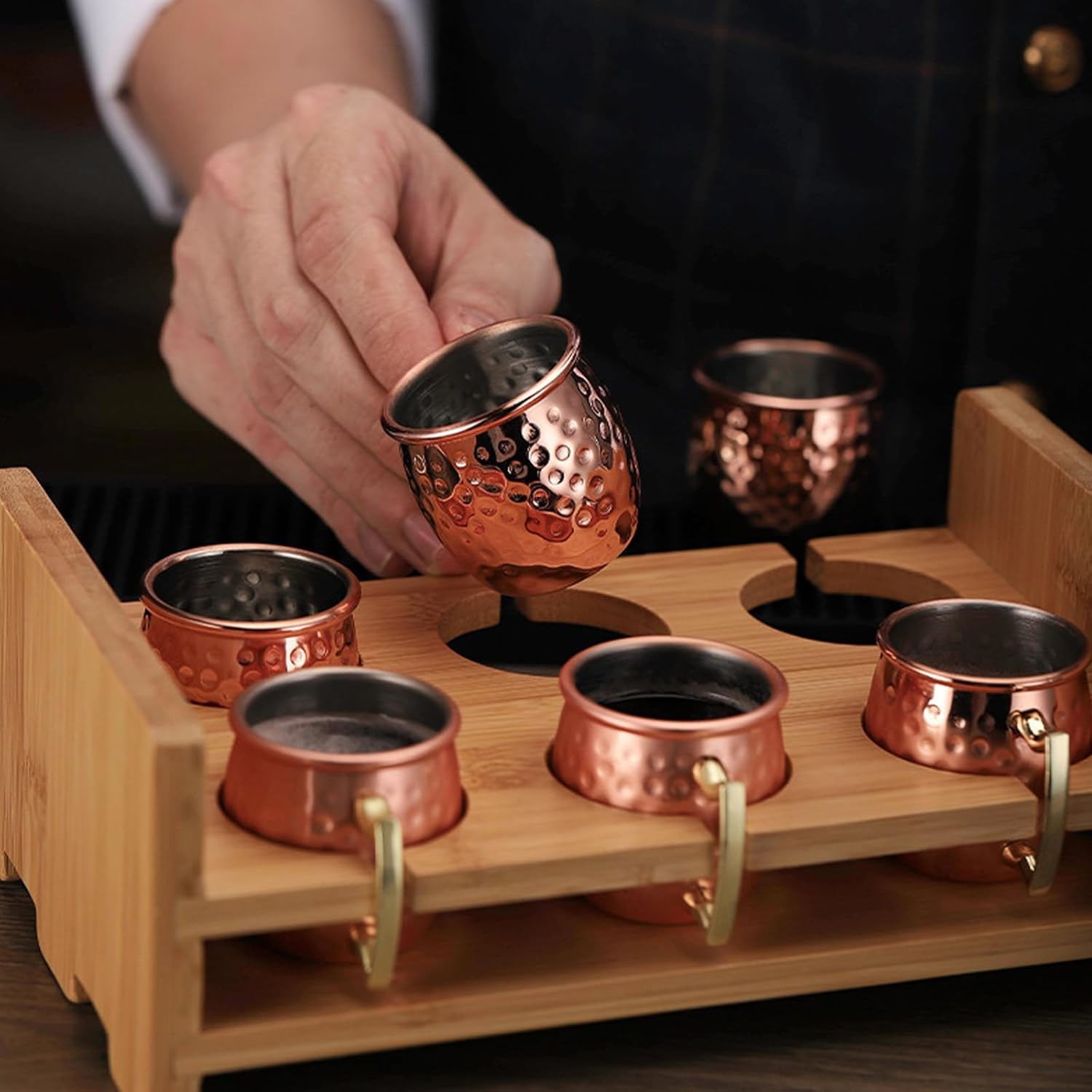 6pcs Moscow Mules Coppers Mugs Stainless Steel Construction Cups Drinkwares for Cold Drink and Cocktails Enthusiasts Travel Friendly Drinkwares