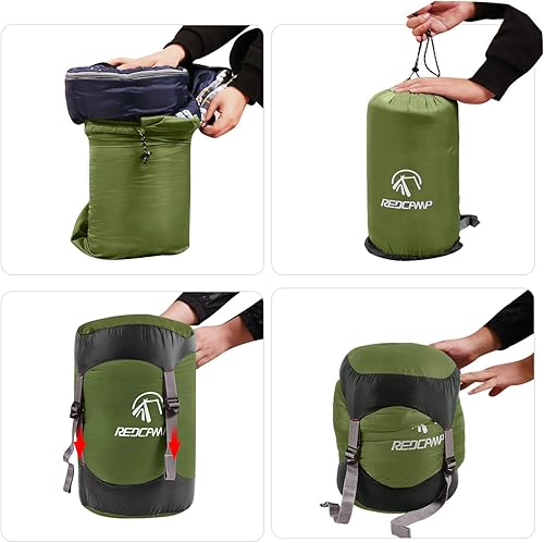 Vista 25 de REDCAMP - Saco de compresión de nailon, 10L/17L/27L/40L, bolsa de dormir ligera, ideal para mochileros, senderismo y campamento, azul/amarillo/verde