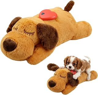 Cat Calming Toy with Realistic Heartbeat Plush Soother，Dark Brown | Anxiety Relief, Simulated Pulse, for Cats & Small Dogs, Soft Stuffed Animal, Interactive Comfort