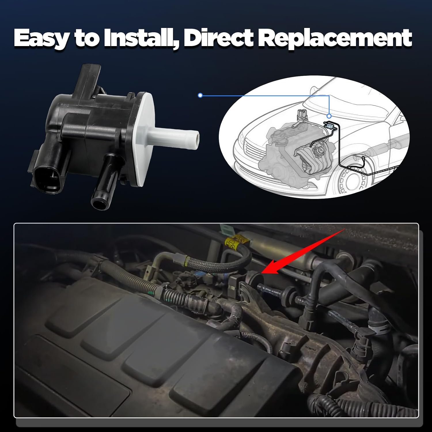 AITKEN EVAP Vapor Canister Purge Solenoid Valve Fits Toyota Camry Corolla RAV4 Highlander 4Runner Sienna Tundra, Lexus ES350 IS350 RX350, Mazda 3 6 CX-7 2006-2024 P/N 258600V040