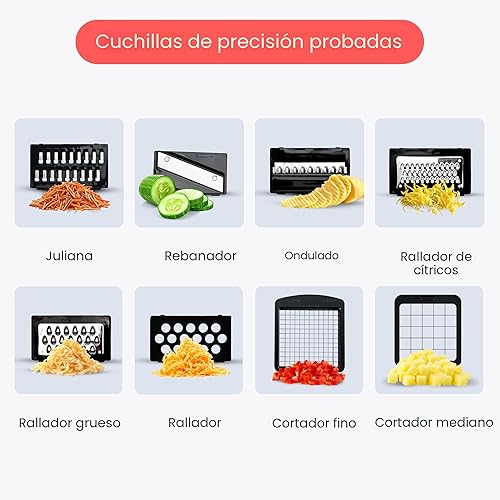 Vista 4 de Fullstar The Original Pro Chopper - Picador de verduras y espiralizador, picador de alimentos con recipiente, rebanador de frutas, utensilios