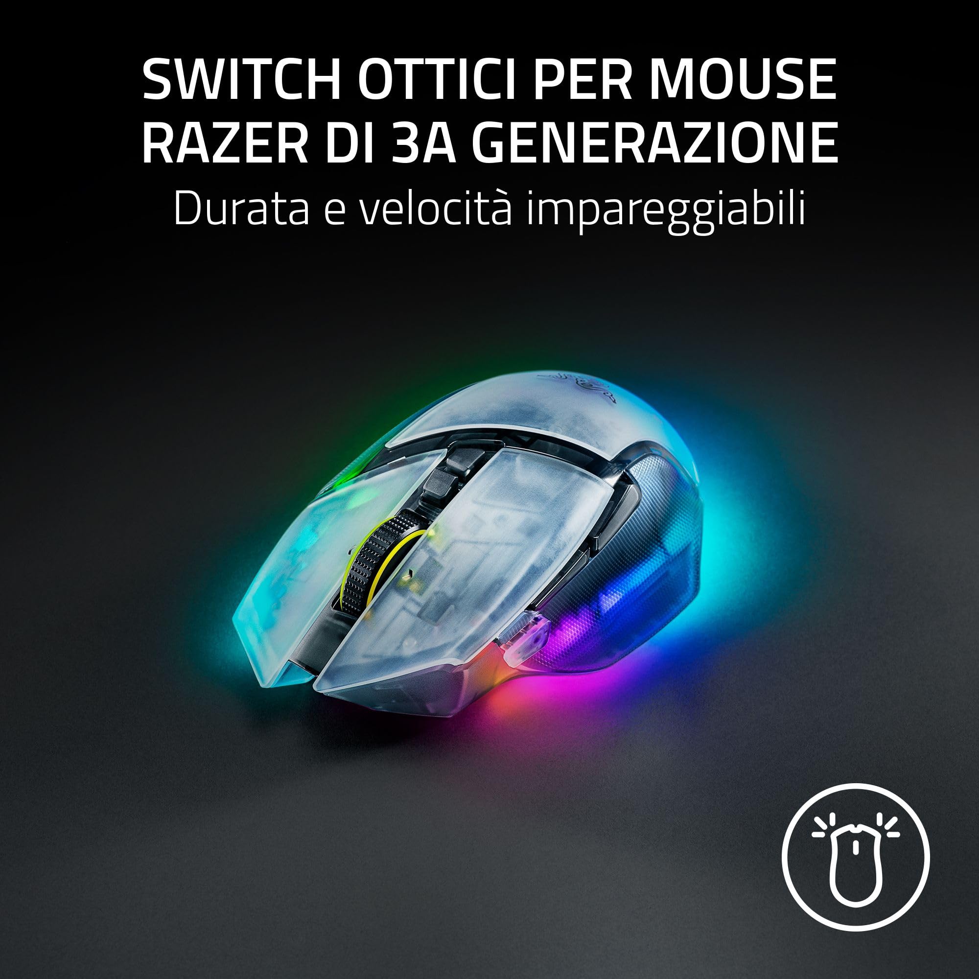 Razer Basilisk V3 Pro 35K Phantom White - Mouse da gioco RGB ergonomico wireless personalizzabile - Sensore 35K DPI - HyperSpeed e Bluetooth - PC/Mac | Edizione Phantom White