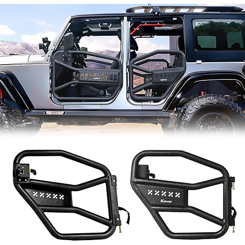 Rear Tube Doors for 2007-2018 Jeep Wrangler JK JKU, Off-Road Safari Doors, Heavy Duty Steel Big Tube Design, Waterproof & Rustproof, 1 Pair